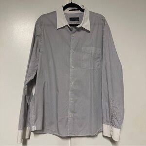Club Monaco 180’s compact cotton Striped Button up shirt size XL